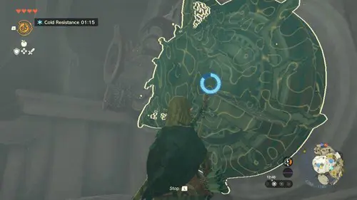 Zelda: Tears of the Kingdom using rewind to reach the fourth shrine