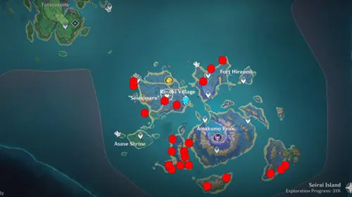 Specter locations on Seirai Island, Genshin Impact