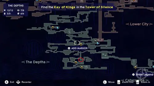 The Depths map location in Prince of Persia: The Lost Crown