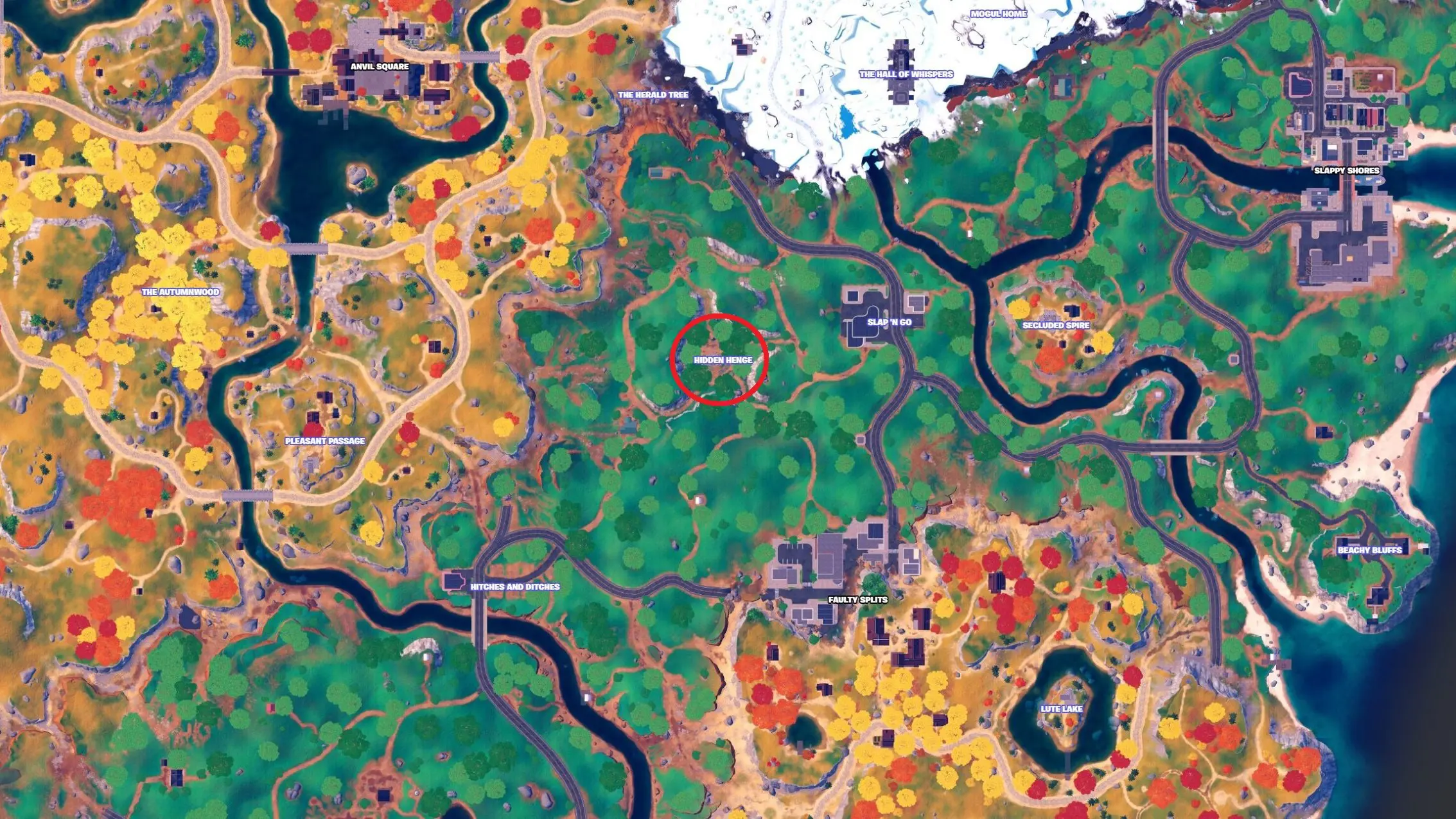 The Fortnite map showing where to realign the star sensors