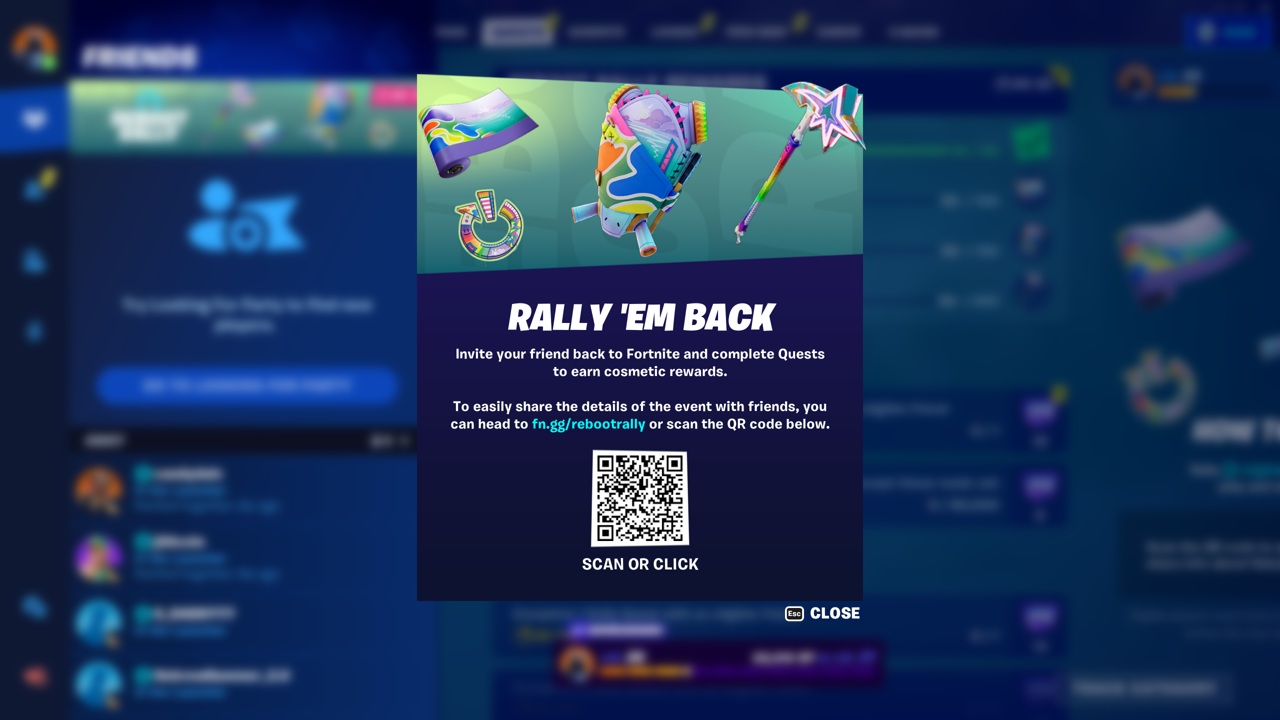 screenshot showing the rally screen in fortnite