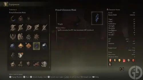 The Primal Glintstone Blade Talisman in Elden Ring