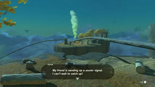 A smoke signal being used by a Korok in The Legend of Zelda: Tears of the Kingdom