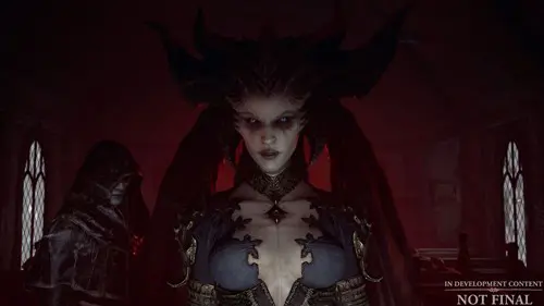 Close up shot of Lillith and Elias in Diablo 4