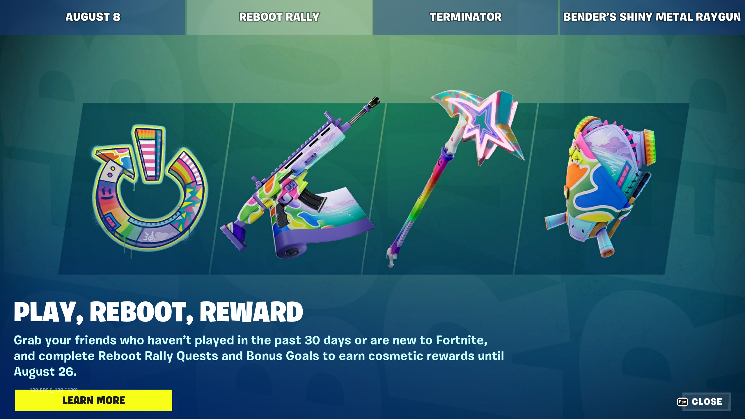 Reebot Rally splash screen in Fortnite