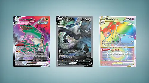 Rayquaza VMAX, Lugia V and Mawile VSTAR rainbow.