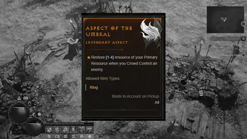 The Aspect of the Umbral item description in Diablo 4