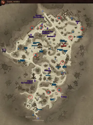 Diablo Immortal Hidden Lair Locations dark wood