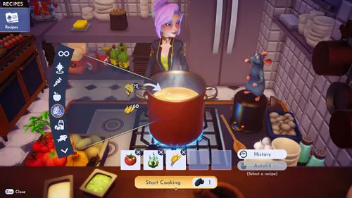 Screenshot of the Veggie Pasta ingredients in Disney Dreamlight Valley