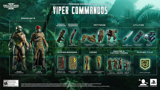 Helldivers 2 Viper Commandos Warbond items