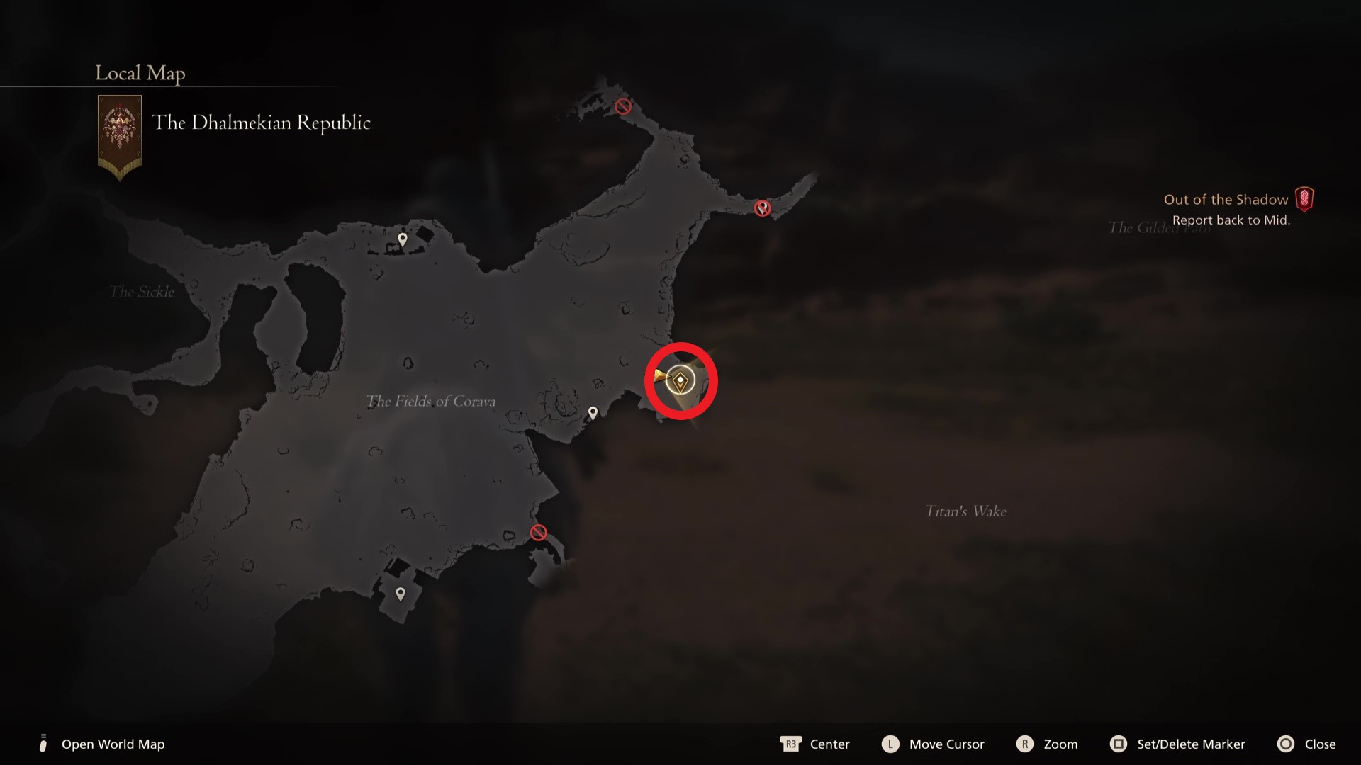 The FF16 map showing the Final Fantasy 16 Soul Stingers location