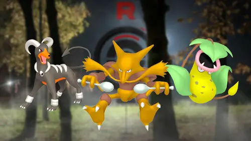 Houndoom, Alakazam, and Victreebel in Pokemon GO