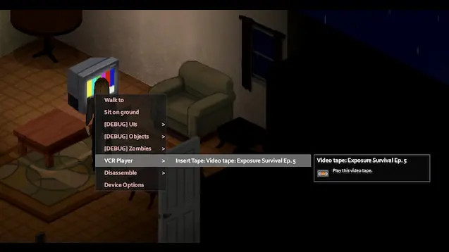 A VHS tape and player in Project Zomboid