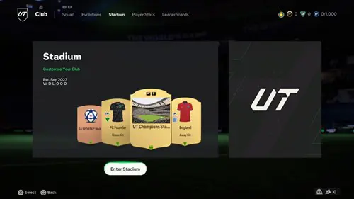 EA FC 24 Stadium menu