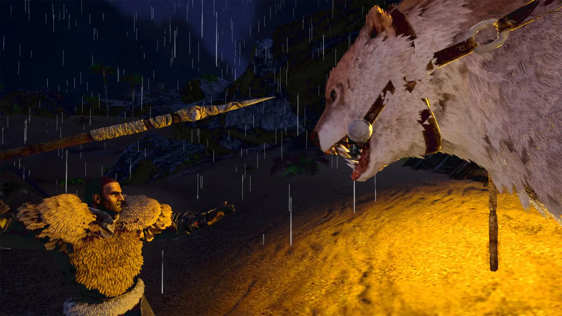 ARK Mobile picture showing a sabretooth tiger and a player