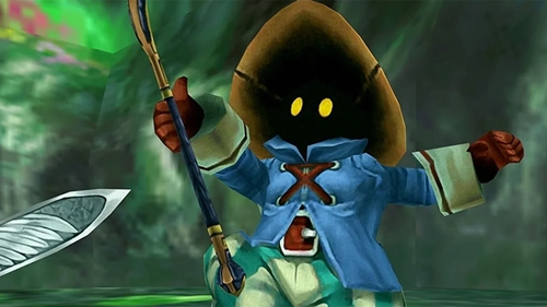 Vivi in Final Fantasy, waving their staff.