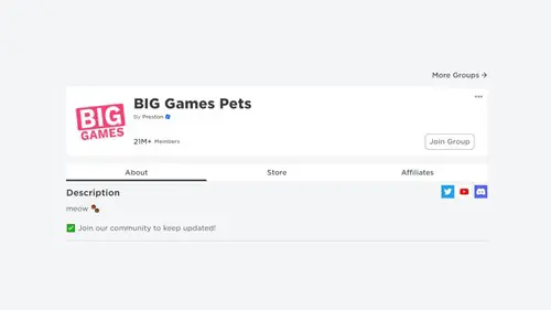 Screenshot if the BIG Games Pets group page