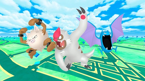 Primeape, Vigoroth, and Golbat in Pokemon GO