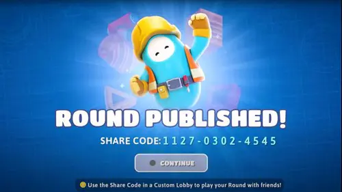 After publishing your Round in Fall Guys Creative, you will get a Share Code!