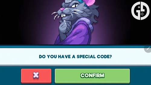 The codes menu in Tap Force