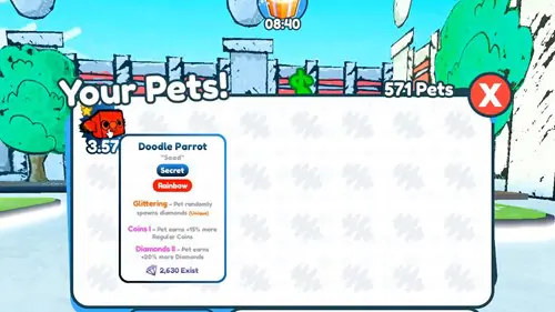 Pet Simulator X: Secret Doodle Parrot Pet