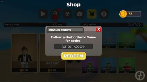 the Harbor Havoc code screen