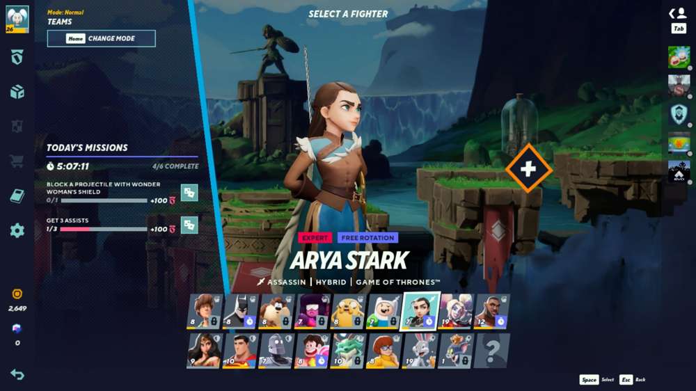 MultiVersus Arya Stark combos, perks and specials