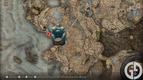 Map showing where to find Moore in Elden Ring Shadow of the Erdtree