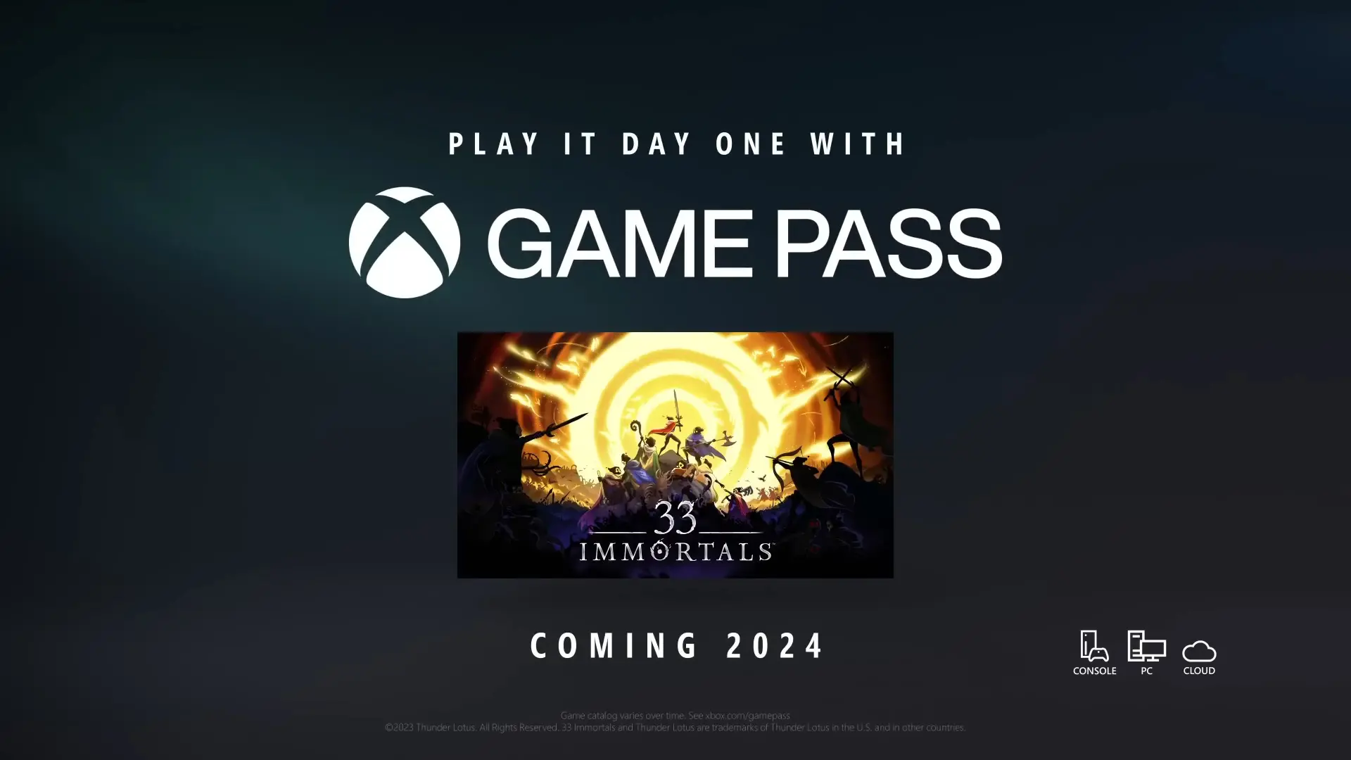 an image showing 33 Immortals will be on Game Pass