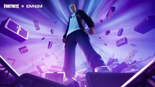 The key art for Fortnite's Eminem crossover.