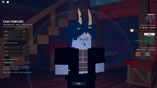 The blue variation of Oni in Pixel Piece for Roblox