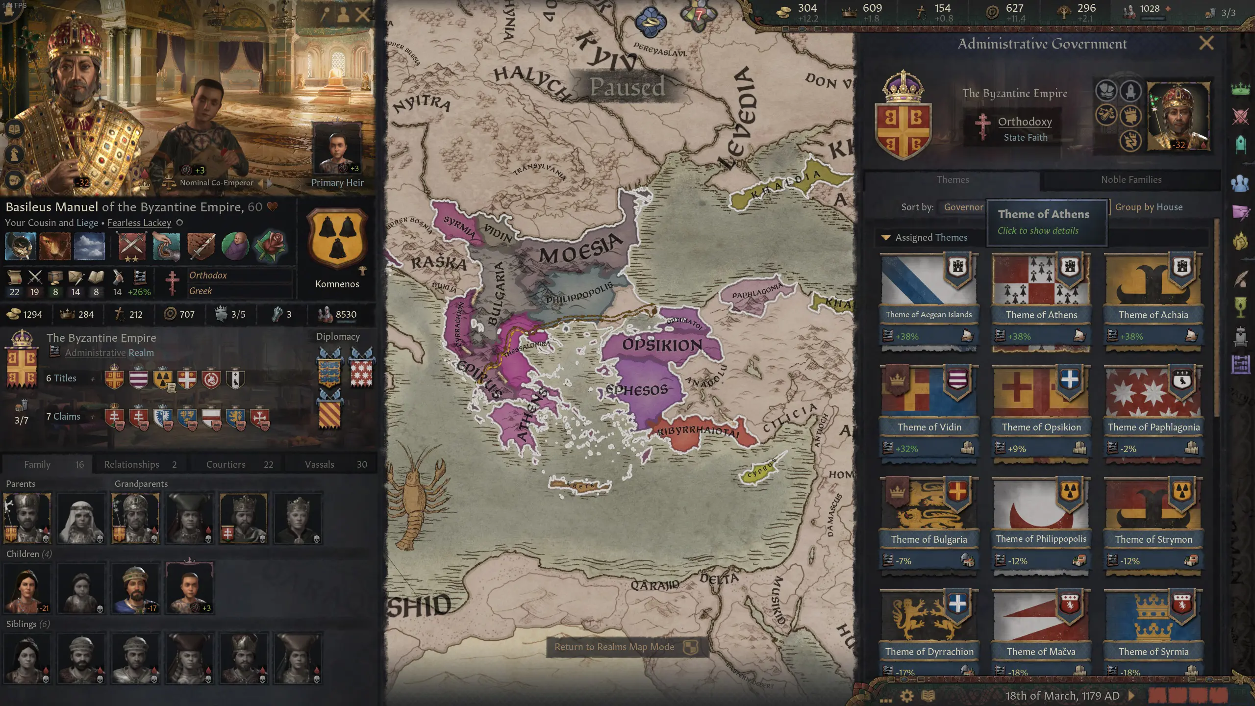 Byzantine Empire and Administrative window in CK3 Road to Power