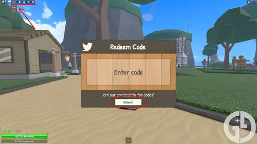 Image showing you how to redeem codes in Bellu Piece