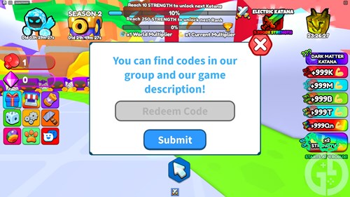 Image showing you how to redeem codes in Strong Ninja Simulator