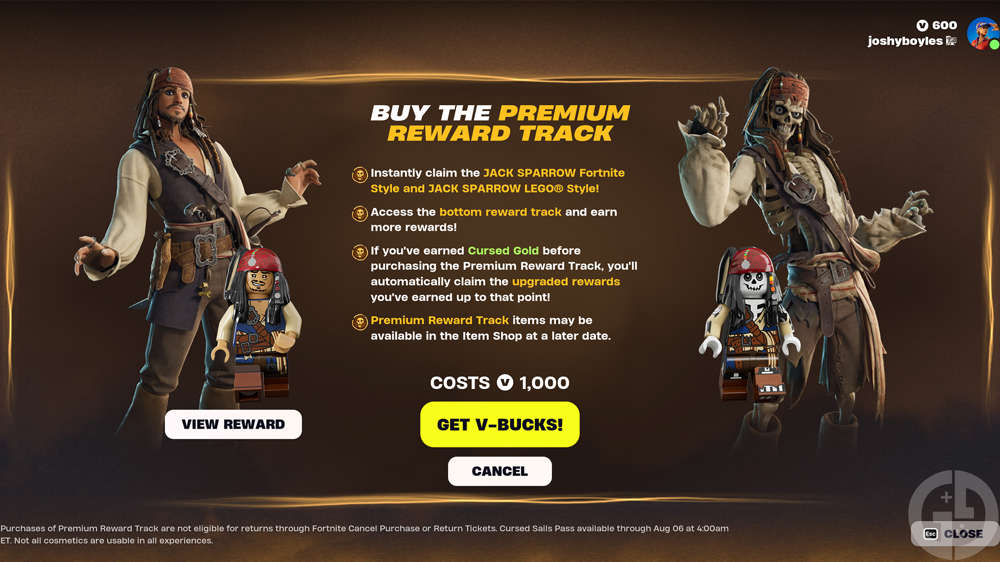 How to get the Captain Jack Sparrow skins in Fortnite