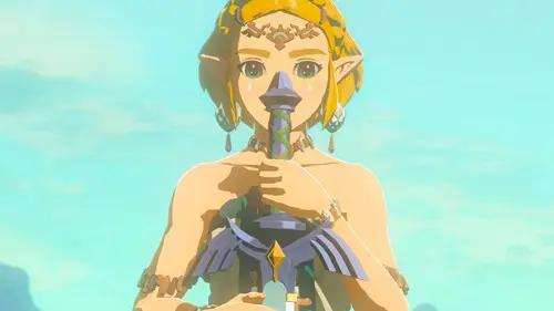 Zelda holding sword