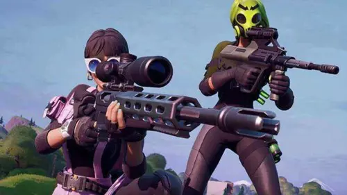 A player using a Sniper Rifle in Fortnite