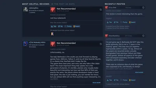 Starfield Steam reviews