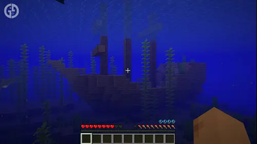 A shipwreck underwater in one of the best Minecraft seeds