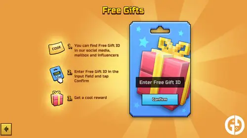 Pixel Gun 3D code redeem screen