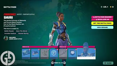 Image of the Shuri skin in Fortnite