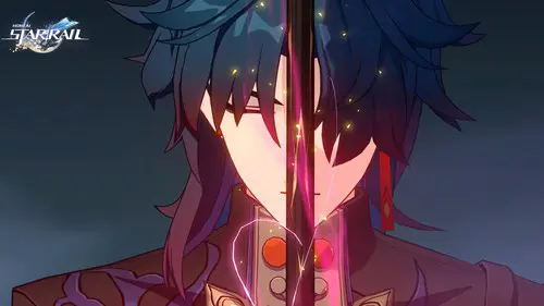 A Honkai: Star Rail character poses with their sword in front of their face