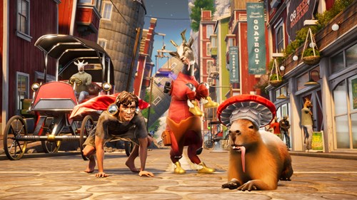 Image of goats and the capybara skin in Goat Simulator 3