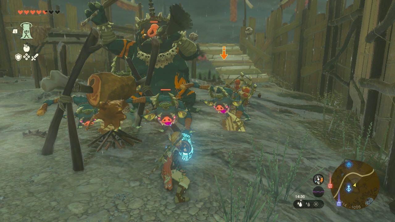 Link targets an enemy, ready to dodge in The Legend of Zelda: Tears of the Kingdom