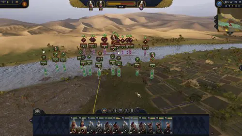 a battle by a river in Total War PHARAOH