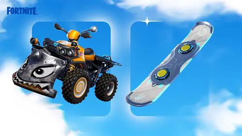 A Quadcrasher and a Driftboard in Fortnite OG