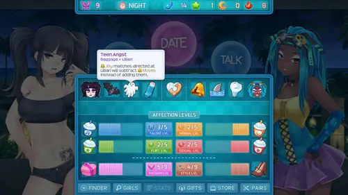 an image of the affection screen in HuniePop 2