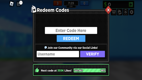 Flag Wars redeem code screen