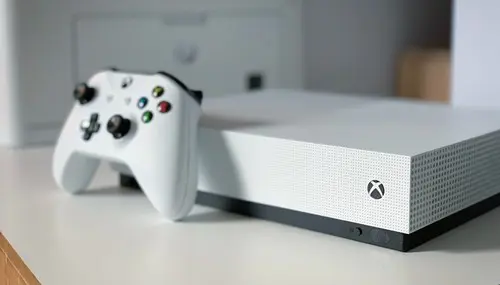 An Xbox controller sat alongside an Xbox One.