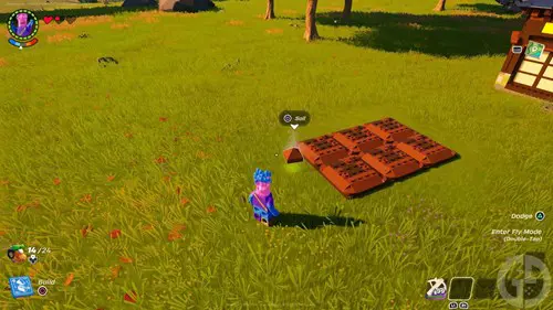 Some freshly dug up soil in LEGO Fortnite